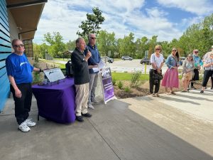 Staff and board members dedicating Columbine West Pool
